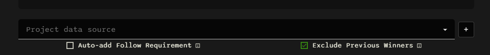 Project data source field with a plus button at the far right for adding a project.