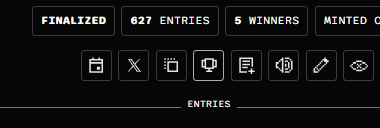 Completed raffle controls with the Entries icon and its label.