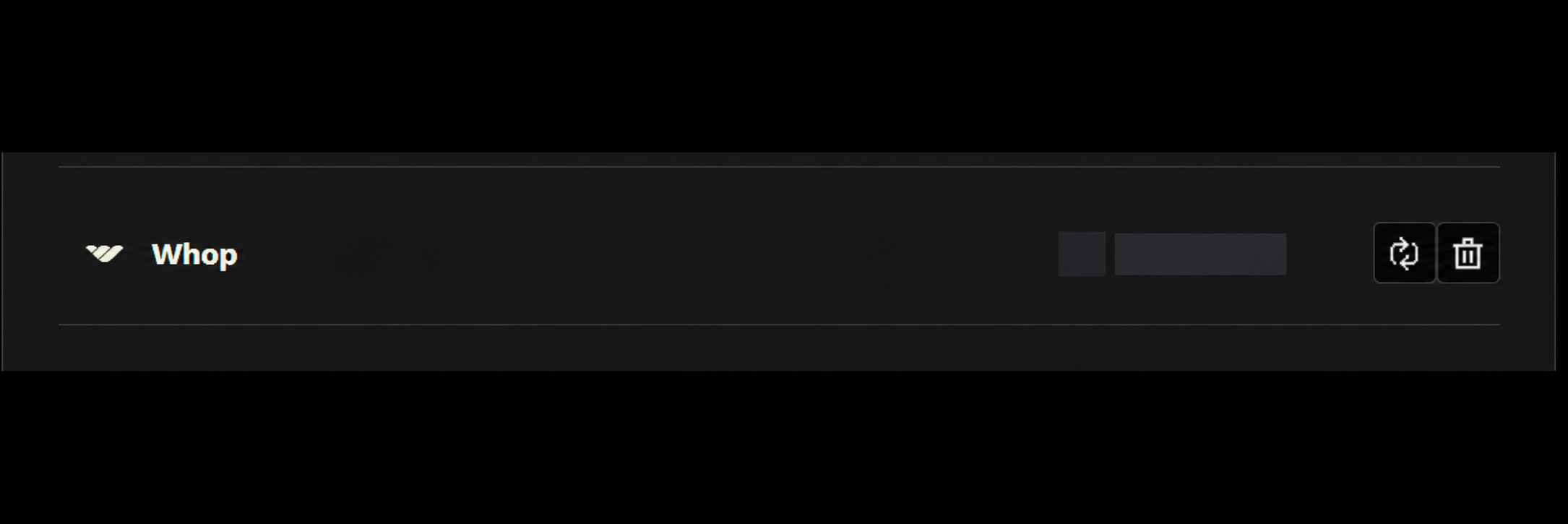 A connected Whop account in the Alphabot profile, with refresh and remove buttons.